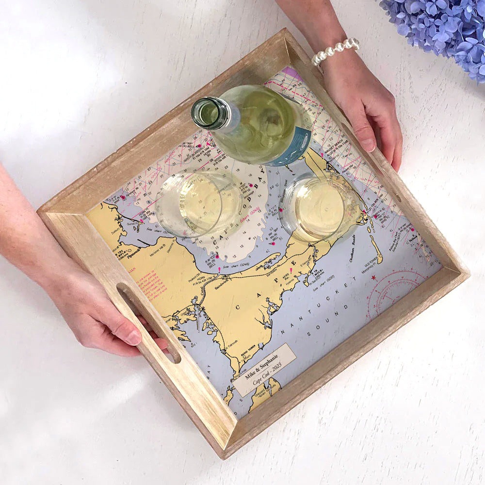 Nautical Chart Serving Trays