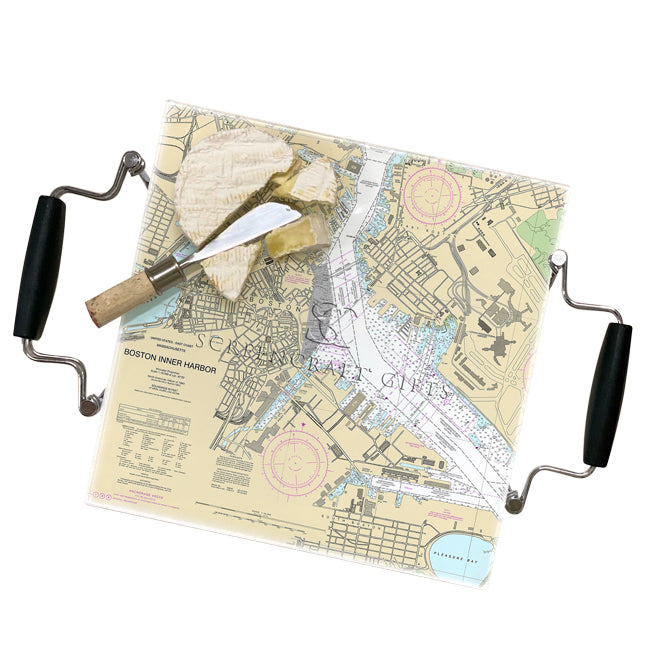 Nautical Chart Glass Cutting Boards