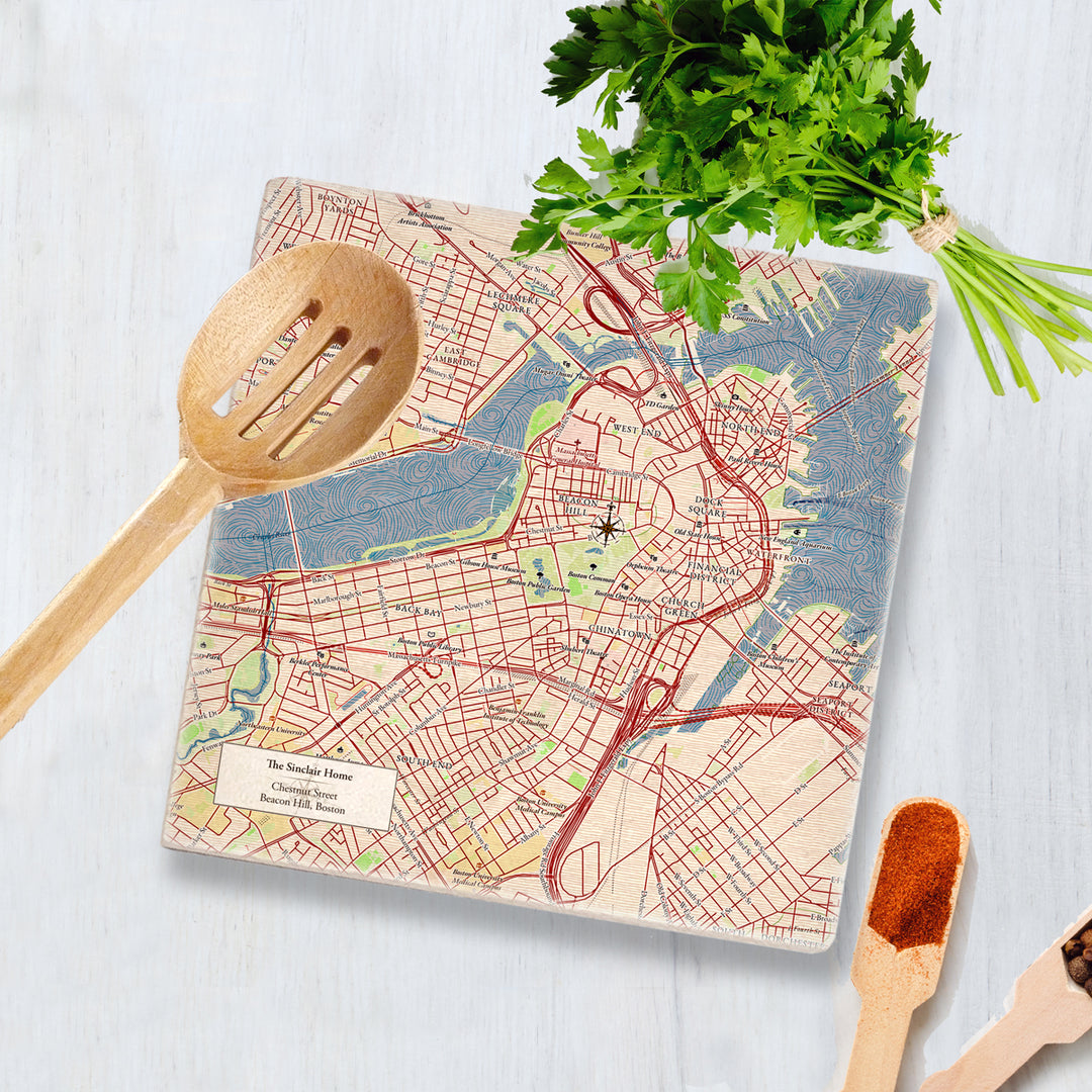 Custom Map Marble Trivets