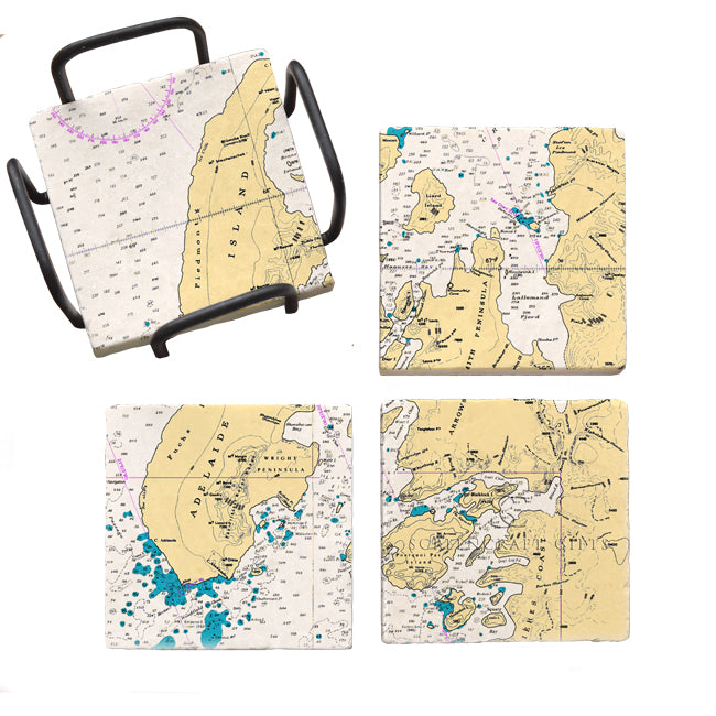 Adelaide Island, Antarctica - Marble Coaster Set