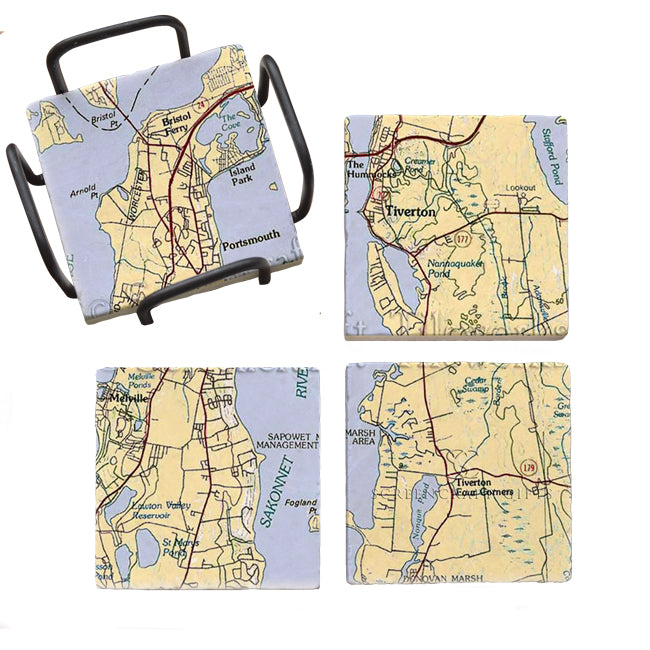 Tiverton, RI - Marble Coaster Set