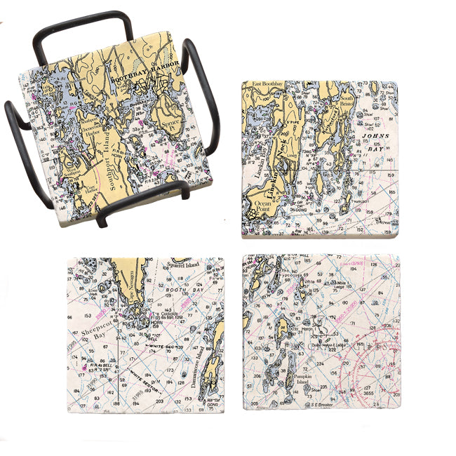 Boothbay Harbor, ME- Marble Coaster Set