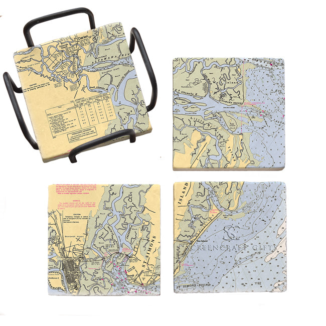 St. Simons Island, GA - Marble Coaster Set