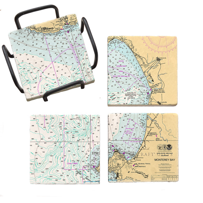 Monterey, CA -  Marble Coaster Set
