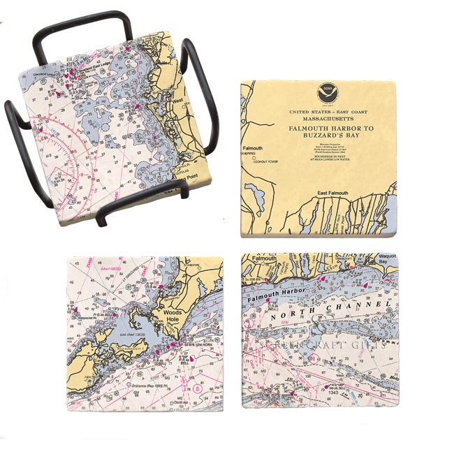 Woods Hole, MA - Marble Coaster Set