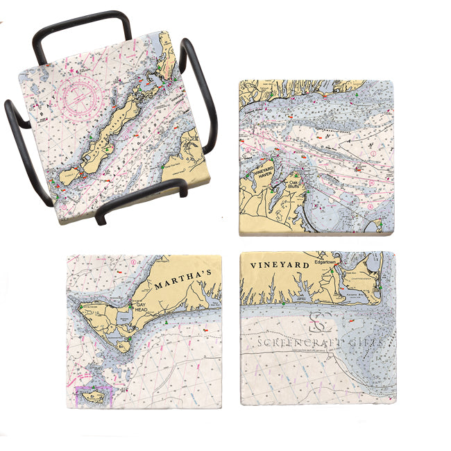 Martha's Vineyard, MA - Marble Coaster Set