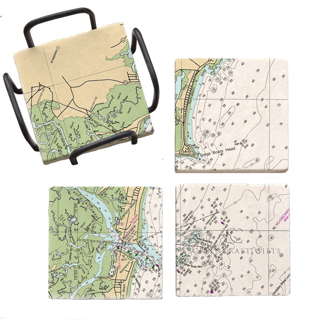 Hampton, NH  - Marble Coaster Set