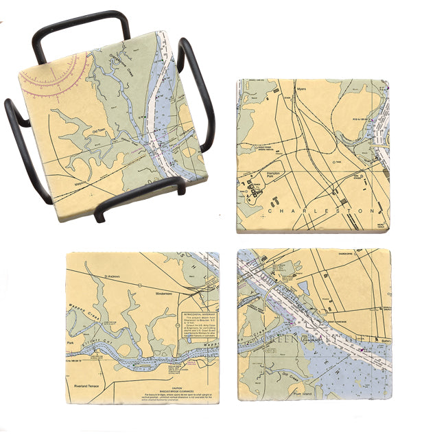 Ashley River, SC- Marble Coaster Set