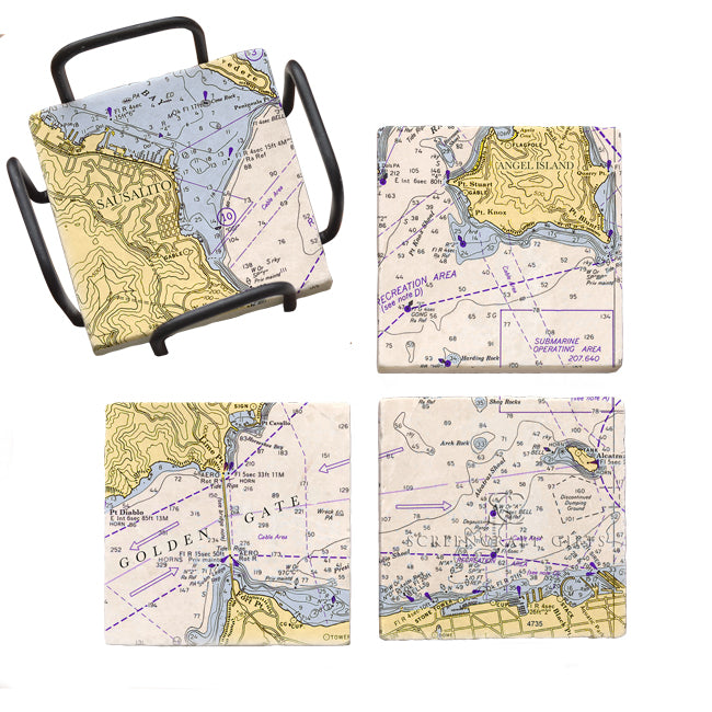 Sausalito, CA  - Marble Coaster Set