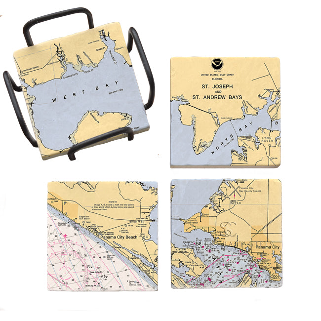 Panama City Beach, FL - Marble Coaster Set