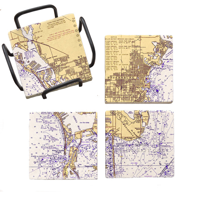 St. Petersburg, FL- Marble Coaster Set