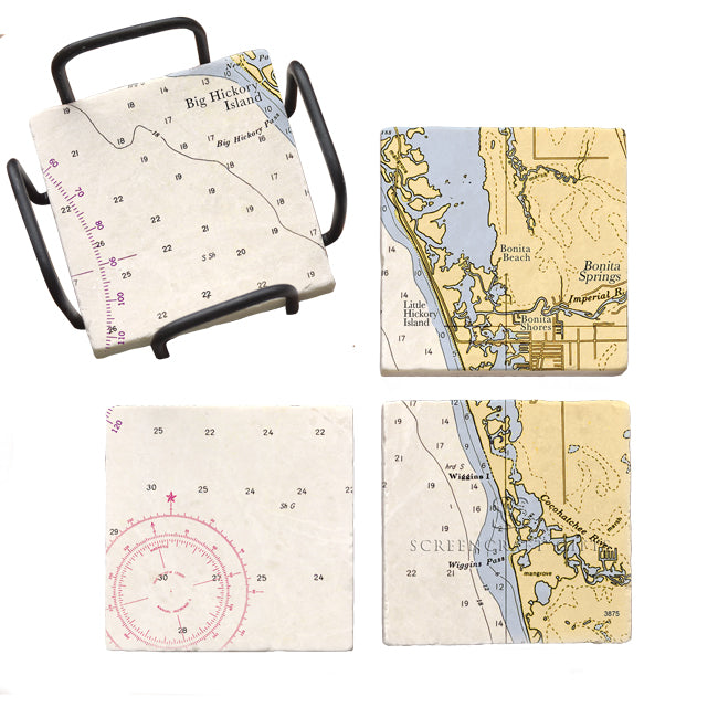 Bonita Springs, FL - Marble Coaster Set