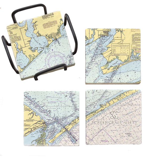 Matagorda Bay, TX- Marble Coaster Set