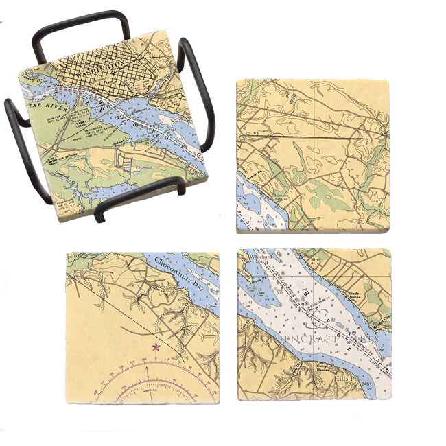 Washington, NC- Marble Coaster Set