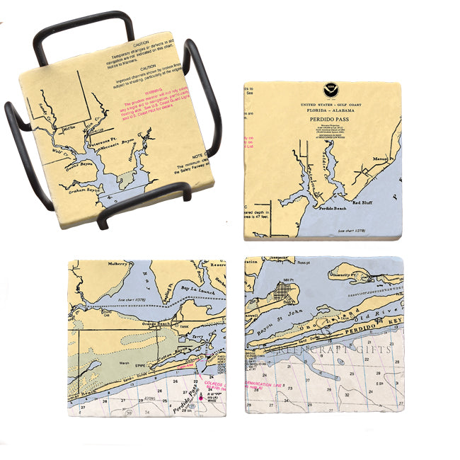 Orange Beach, AL - Marble Coaster Set