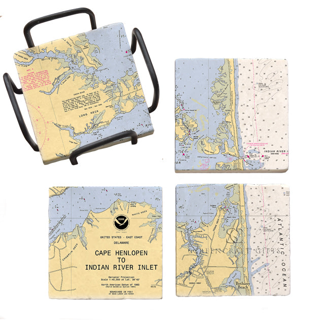 Indian River, DE - Marble Coaster Set