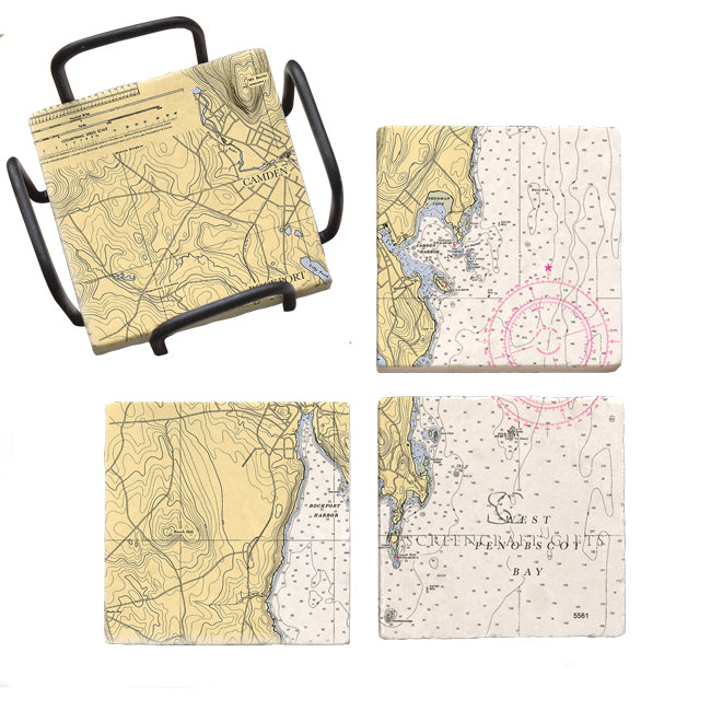 Rockport, ME - Marble Coaster Set