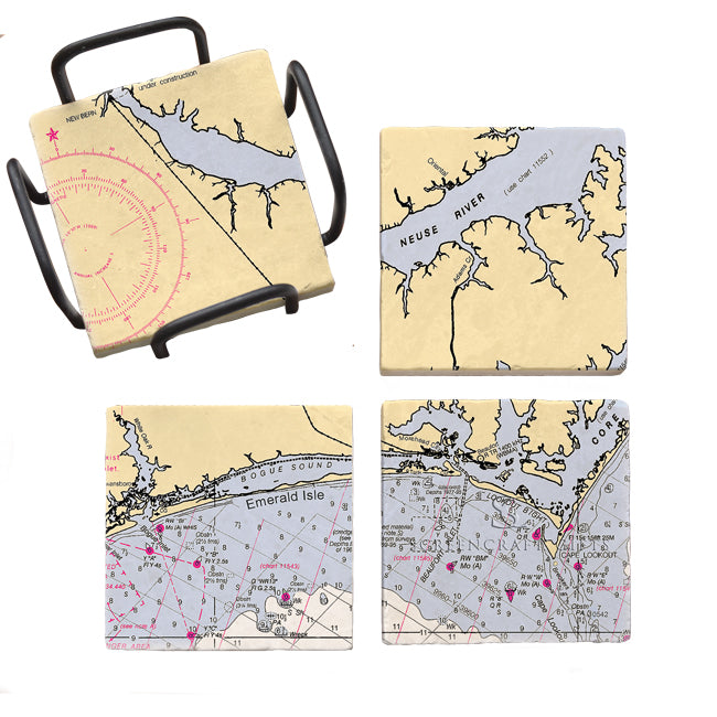 Emerald Isle, NC - Marble Coaster Set