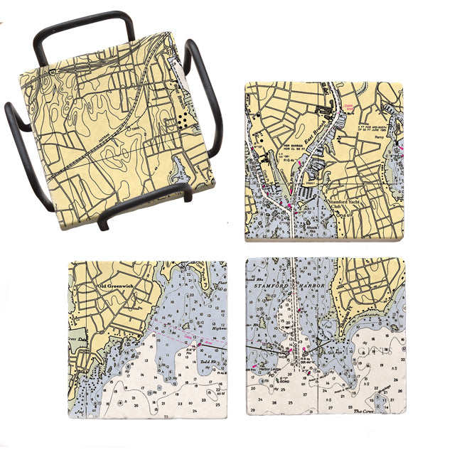 Stamford, CT - Marble Coaster Set