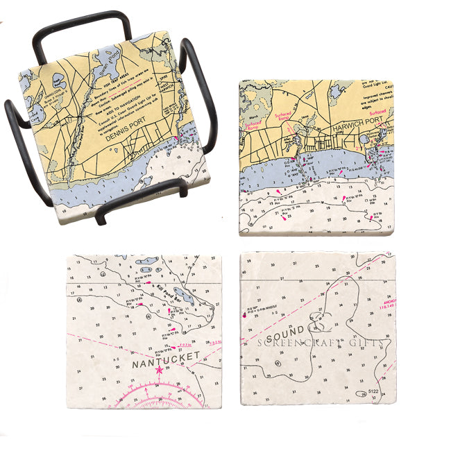 Dennis Port, MA  - Marble Coaster Set
