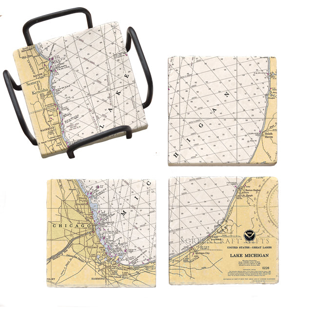 Lake Michigan -  Marble Coaster Set