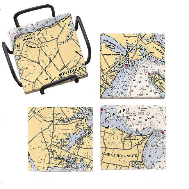 Southold, NY - Marble Coaster Set