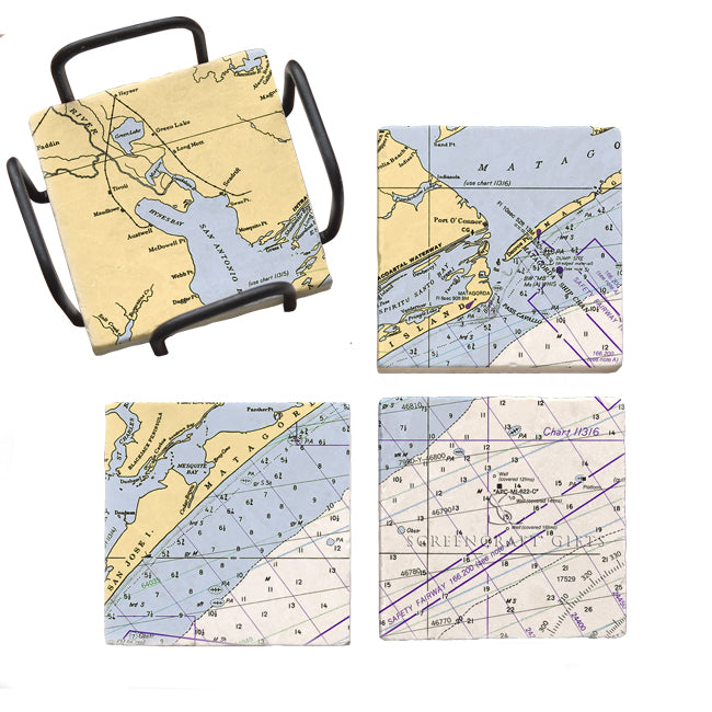 Matagorda Island, TX- Marble Coaster Set