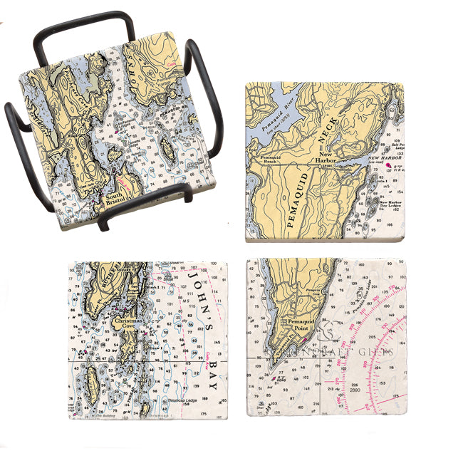 Pemaquid Neck, ME - Marble Coaster Set