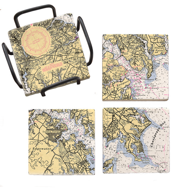 Annapolis, MD - Marble Coaster Set