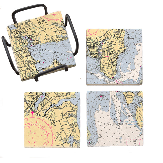 East Greenwich, RI- Marble Coaster Set