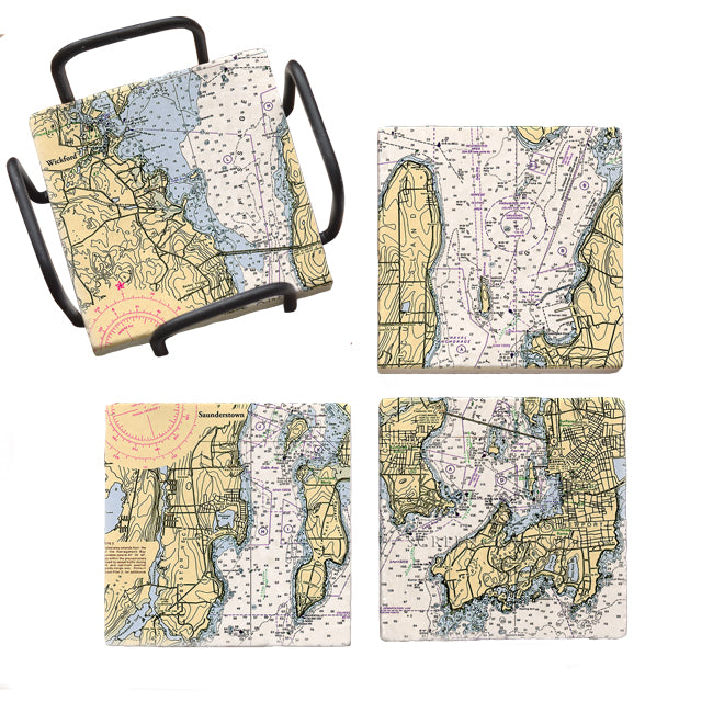Wickford to Newport, RI- Marble Coaster Set