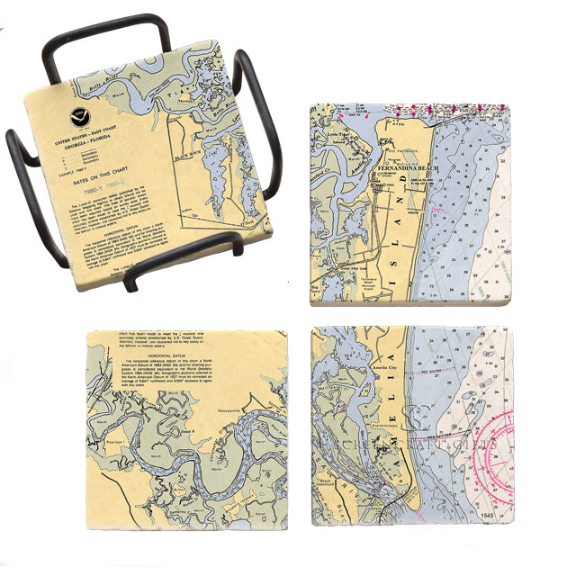 Amelia Island, FL - Marble Coaster Set