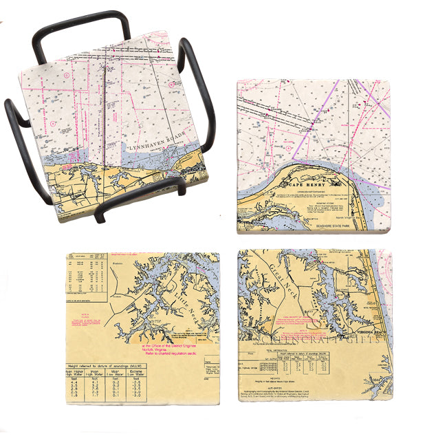 Cape Henry, VA  - Marble Coaster Set