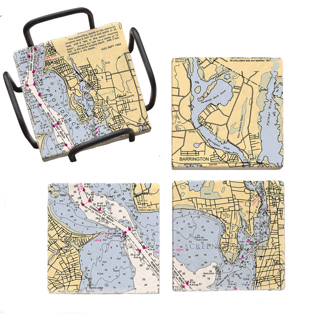 Barrington, RI- Marble Coaster Set