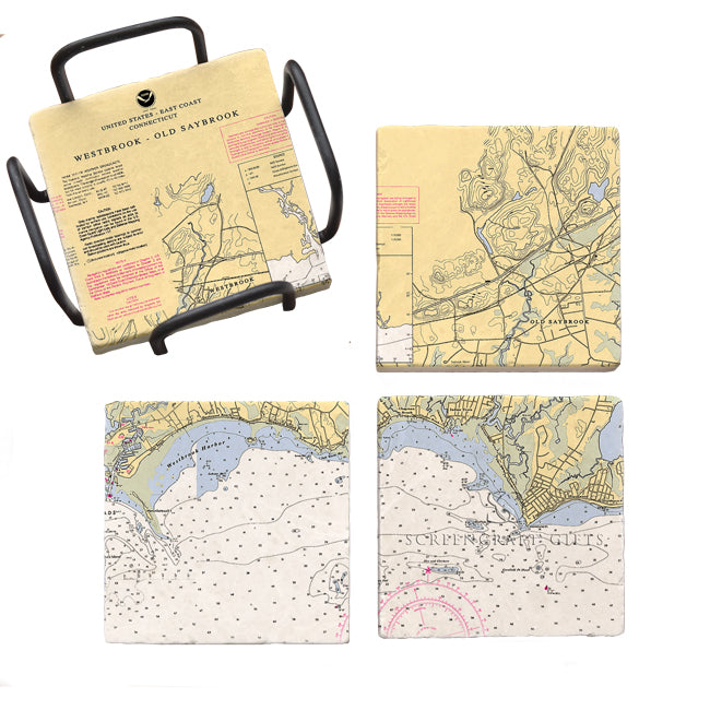 Westbrook, CT- Marble Coaster Set