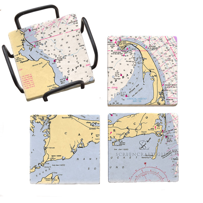 Cape Cod, MA - Marble Coaster Set