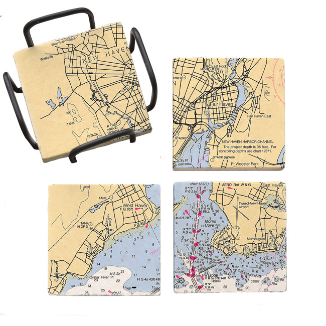 New Haven, CT - Marble Coaster Set