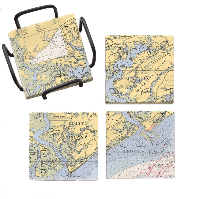 Edisto Island, SC - Marble Coaster Set