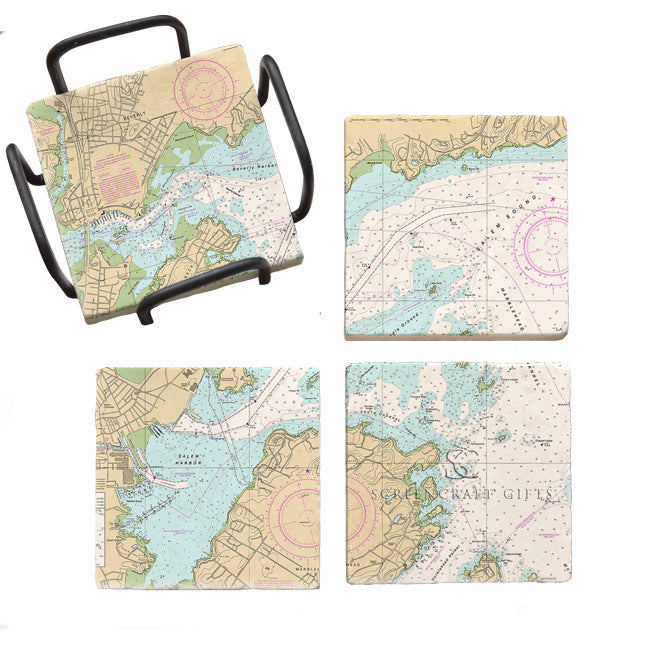 North Shore, MA - Marble Coaster Set