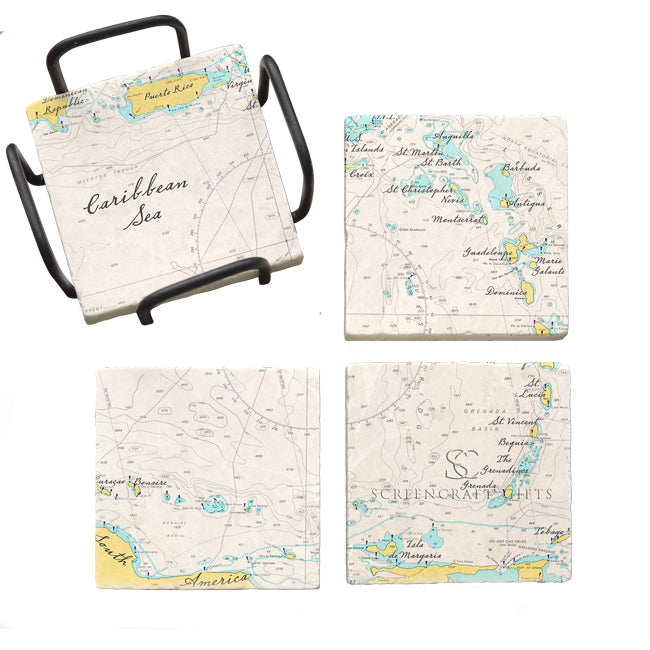 The Caribbean Sea- Marble Coaster Set