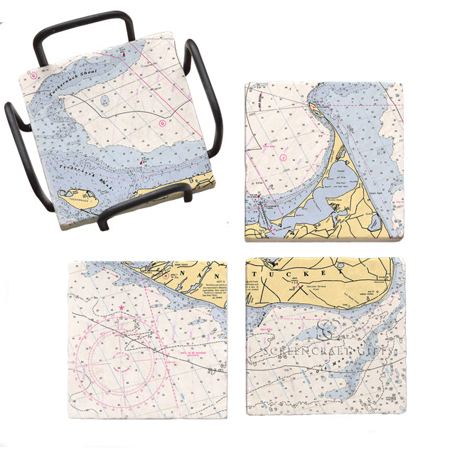 Nantucket, MA  - Marble Coaster Set