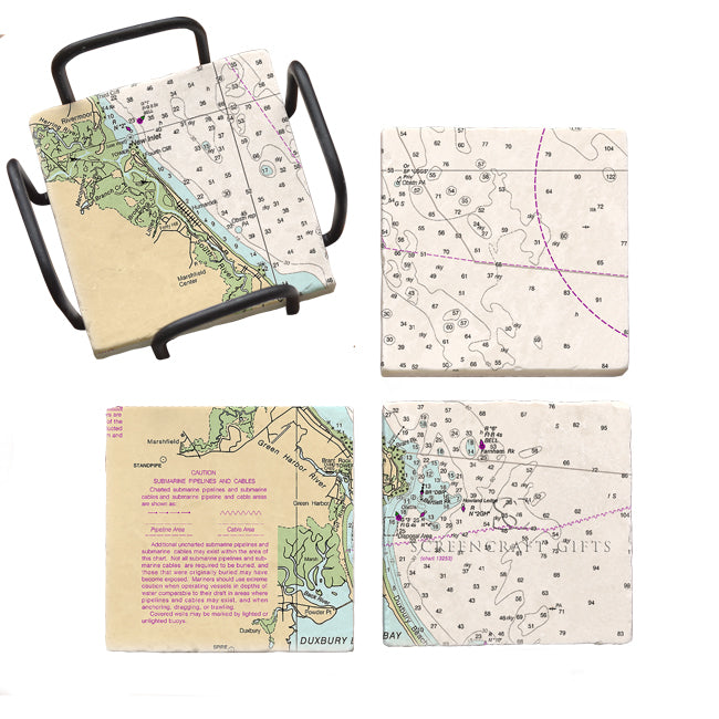 Marshfield, MA - Marble Coaster Set