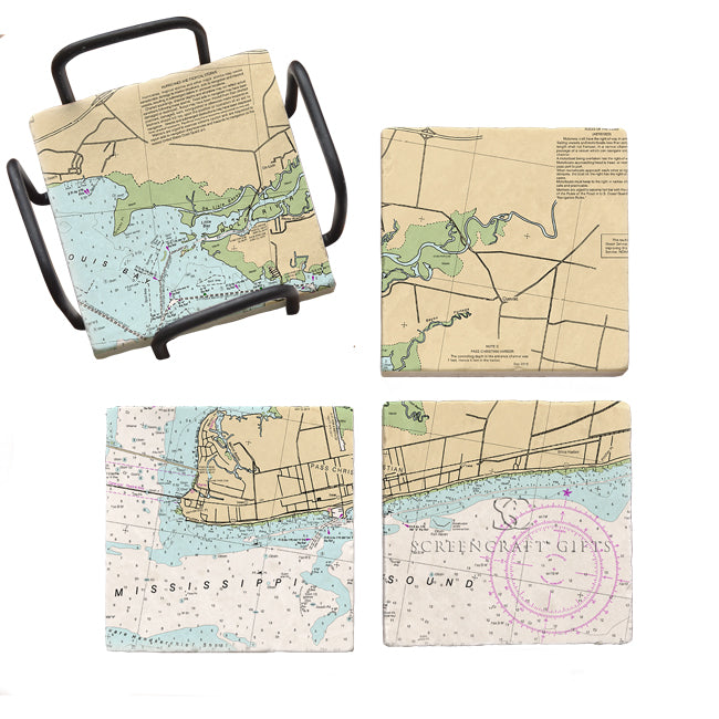 Pass Christian, MS - Marble Coaster Set