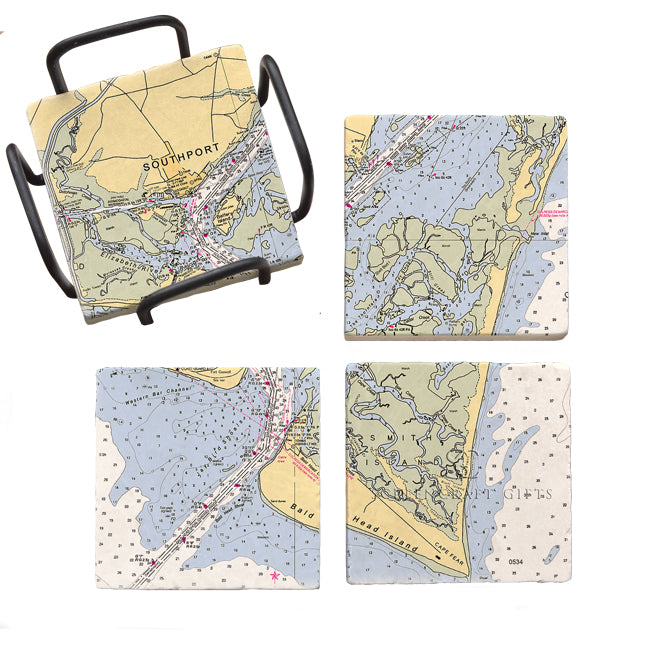 Bald Head Island, NC - Marble Coaster Set