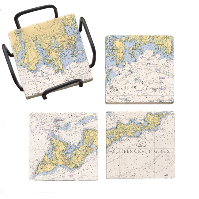 Fishers Island, NY - Marble Coaster Set