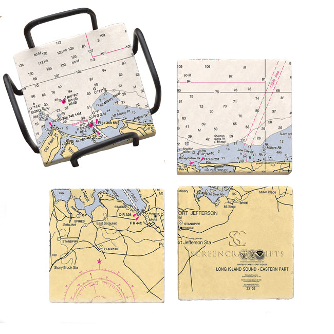 Port Jefferson, NY  - Marble Coaster Set