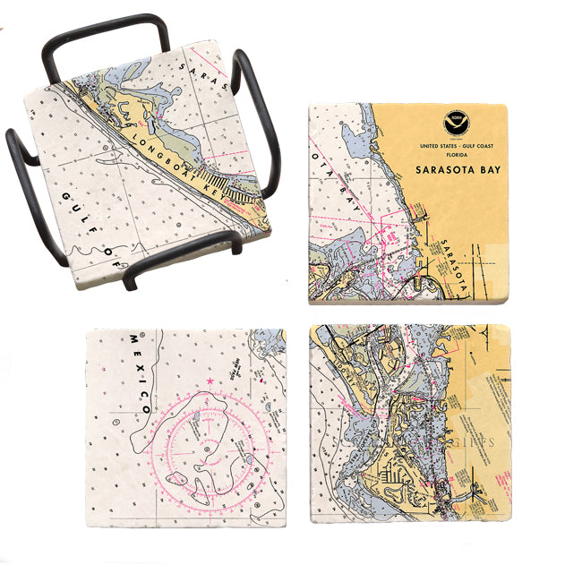 Sarasota, FL  - Marble Coaster Set
