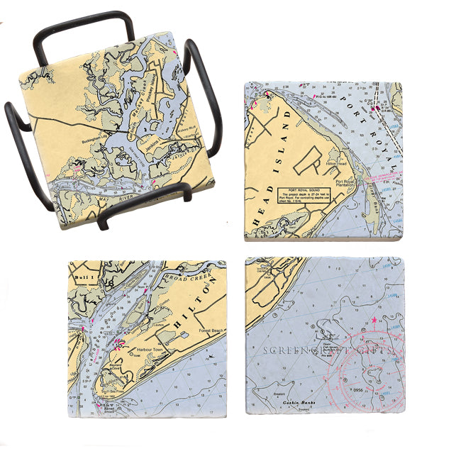 Hilton Head, SC - Marble Coaster Set