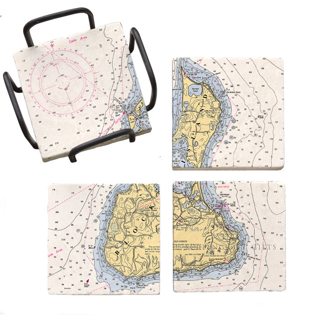 Block Island, RI - Marble Coaster Set