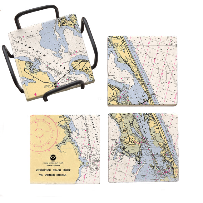 Roanoke Island, NC - Marble Coaster Set